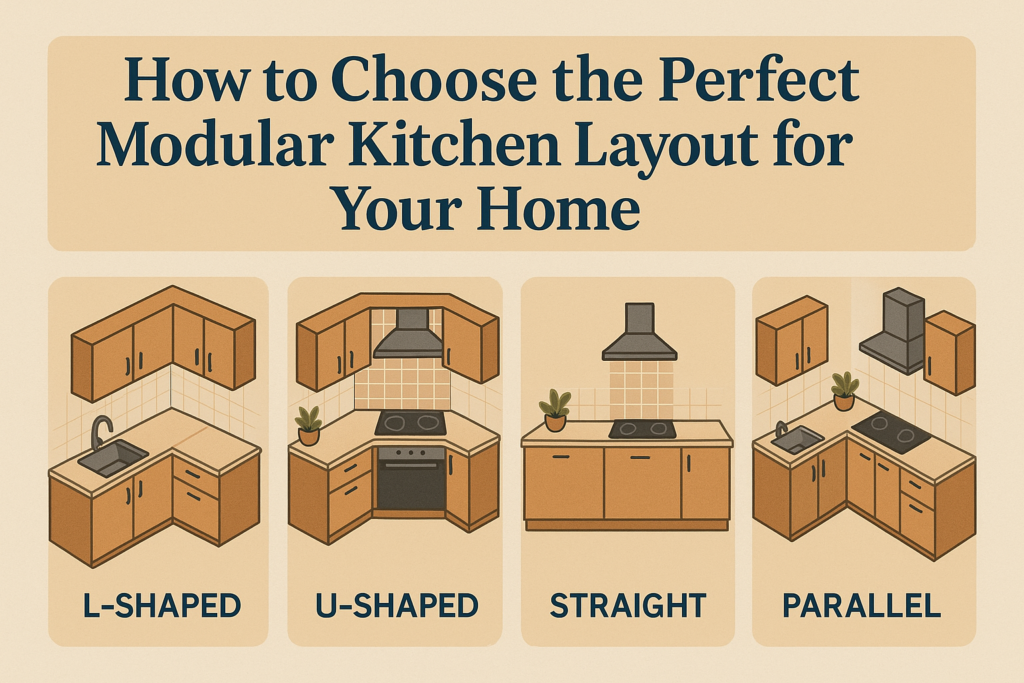 modular kitchen layout ideas in Kokapet